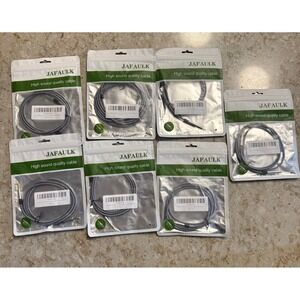 Lot of‎ 7 JAFAULK 3.5mm Audio Cable Braided Aux Cord 4.2FT Grey X004Q0LACD